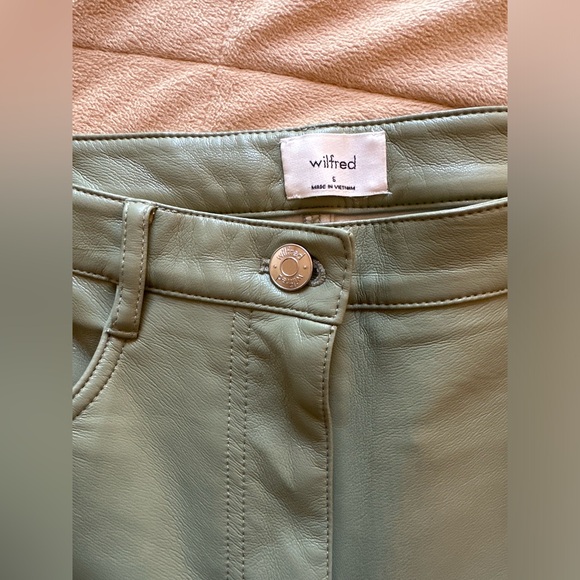 Aritzia Wilfred Meilna Cropped Vegan Leather Pant Sage Green Sz 6 - Picture 7 of 10